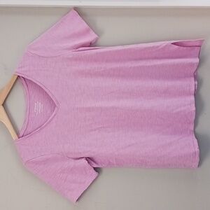 Chico's Short Sleeve V-Neck Cotton/Modal Pink T-Shirt Size M (1)